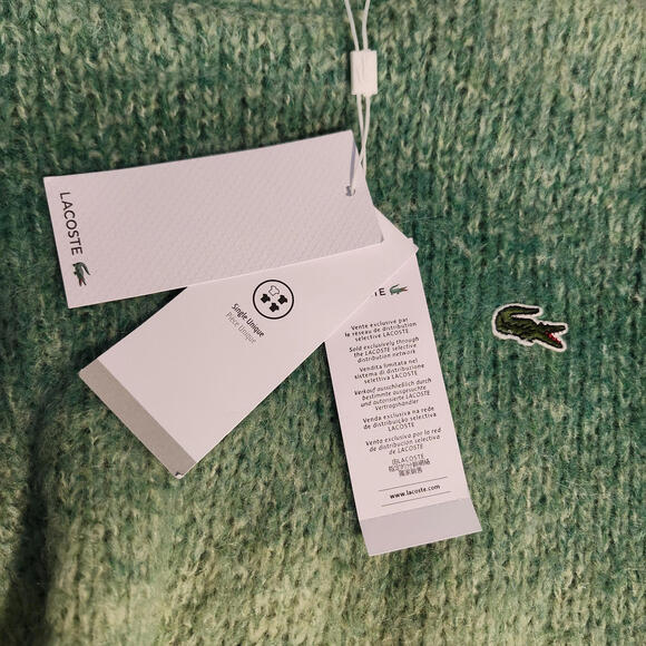 Lacoste Sweater 4XL (9) Green Ombre Alpaca Blend NWT $180 MSRP Logo - Picture 6 of 8